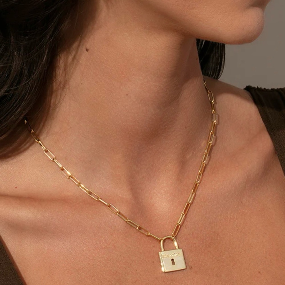 NEW Uncommon James Gold Eternity Lock Necklace